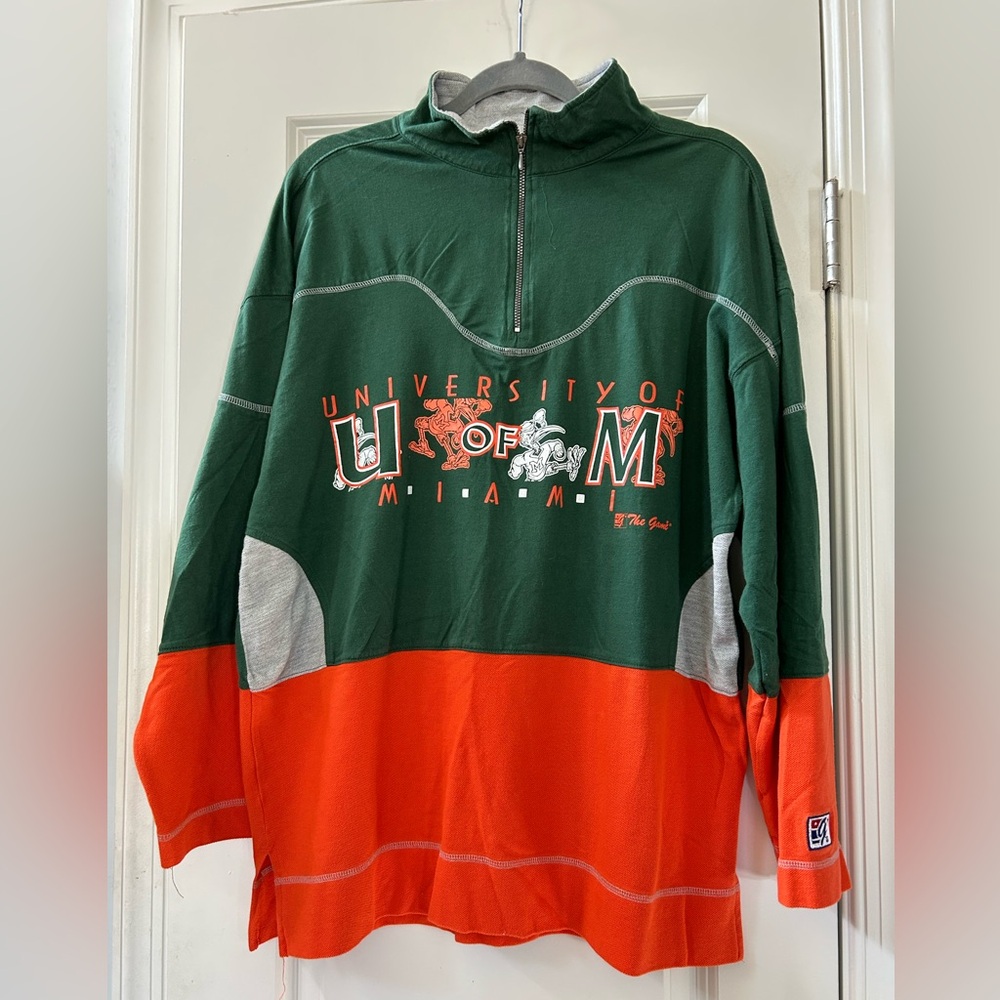 University of Miami partial zip shirt size L